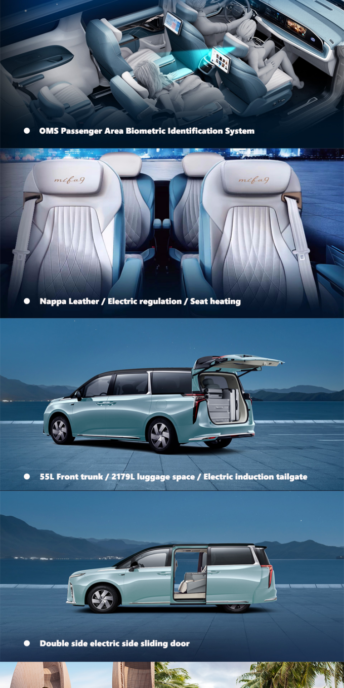 2024 मैक्सस एमआईएफए9 एमपीवी ईवी कार 7 सीट रेंज 480 किमी 560 किमी फ्रंट व्हील ड्राइव 2